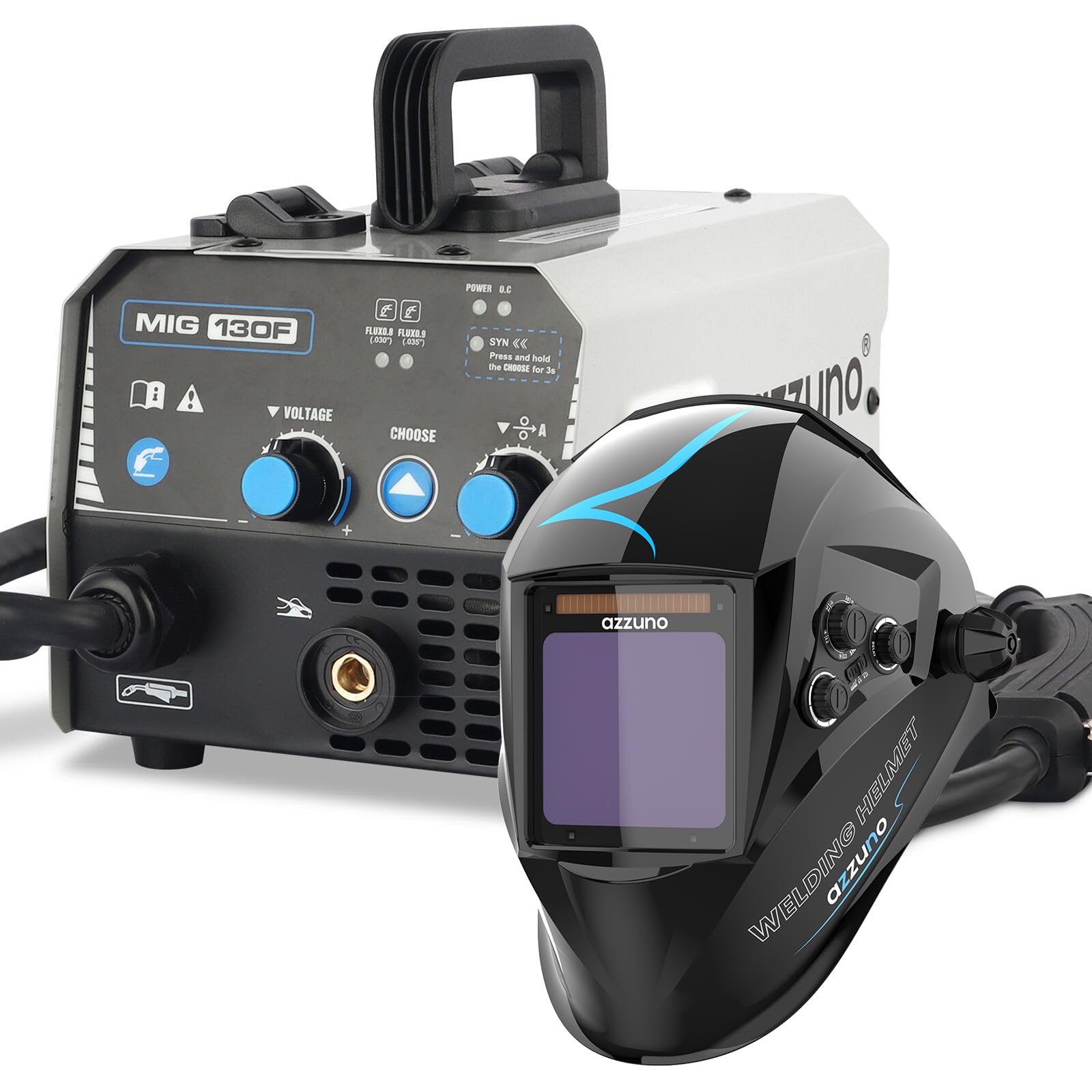 Fauziページ AZZUNO 130A Flux MIG Welder & Welding Helmet Auto Darkening with